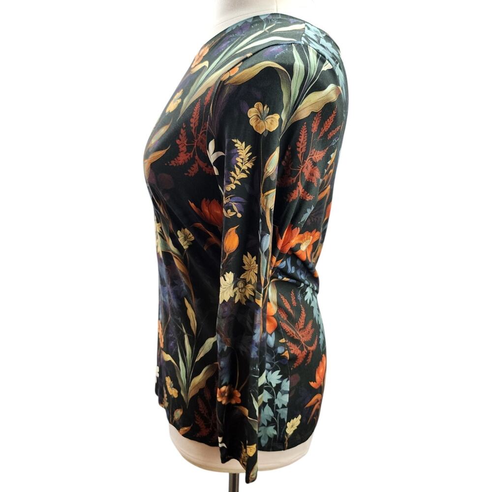 Chico's Touch of Cool Top XL Floral Fall Boho Long Sleeve Stretch Soft Tee Layer - Picture 5 of 11